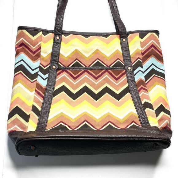 Missoni for Target 20th Anniversary Brown Chevron Large Shopping Tote Shoulder B - Picture 2 of 11